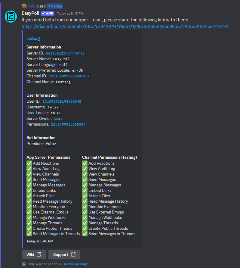 Check required bot permissions
