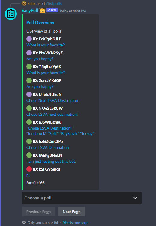 listpolls list