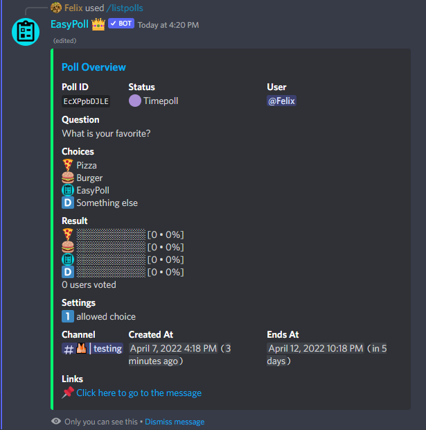 listpolls poll